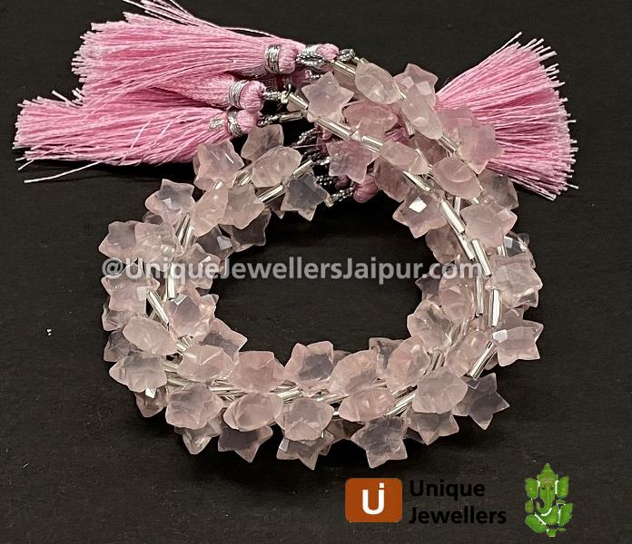 Rose Quartz Faceted Star Beads